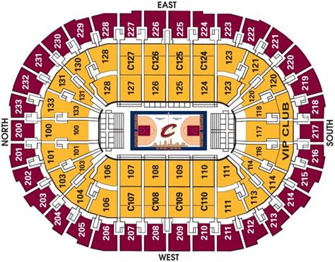 cavs seating chart with rows and seat numbers